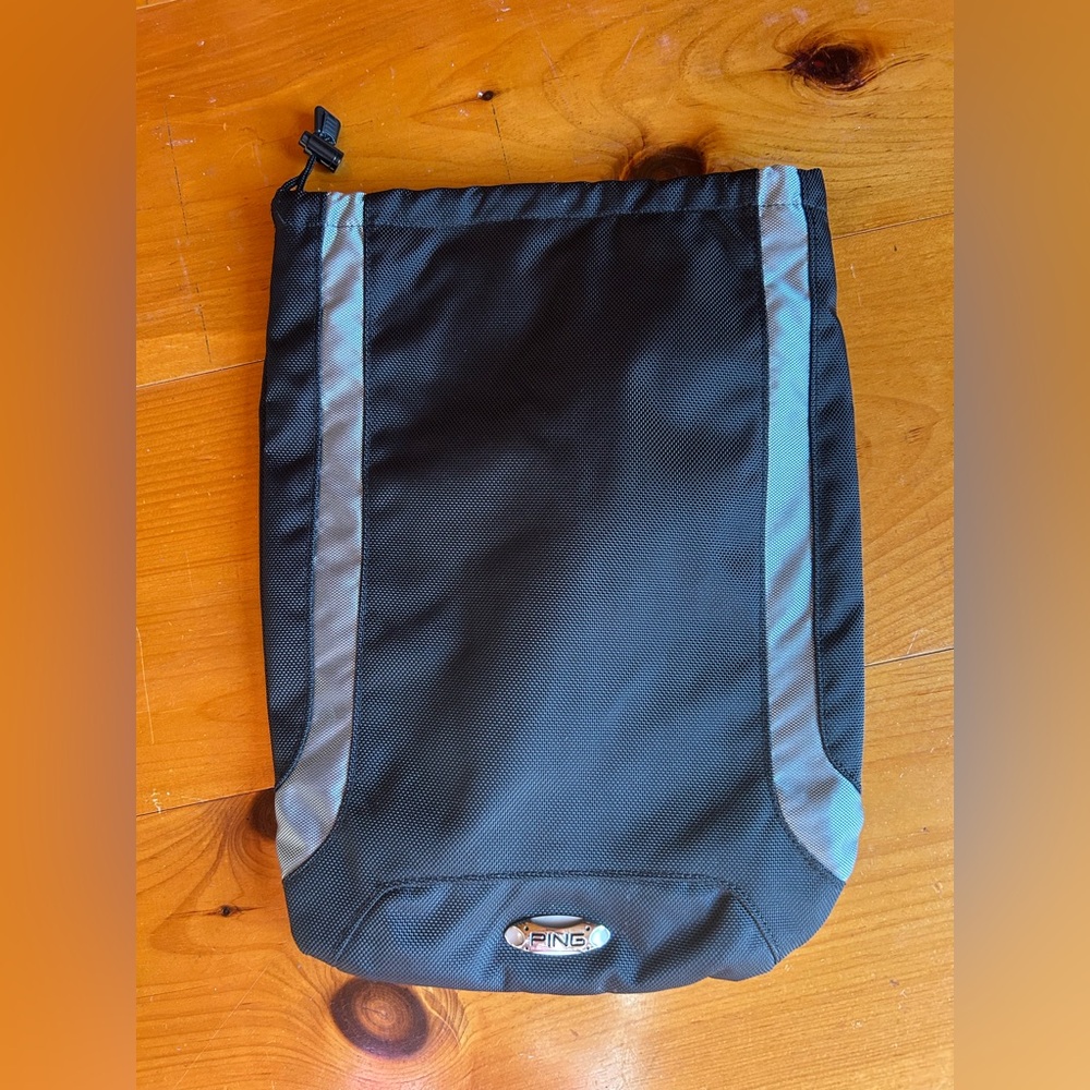 Ping Black and Gray Drawstring Golf Shoe Pouch